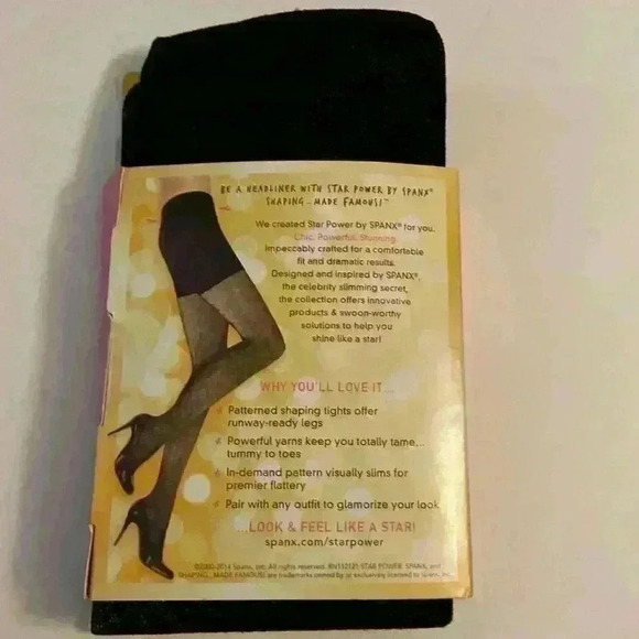 Woman’s Star Power Center Stage Patterned Tights By Spanx Size A in Black-New - Picture 3 of 3